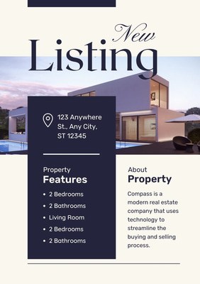 Cream Minimalist Listing Flyer - Sleek Real Estate Templates for Professional Branding and Fast Marketing