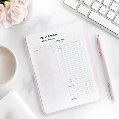 Blush Expense Tracker - White Pink Simple Planner - Streamlined Financial Budgeting for Personal and Business Success