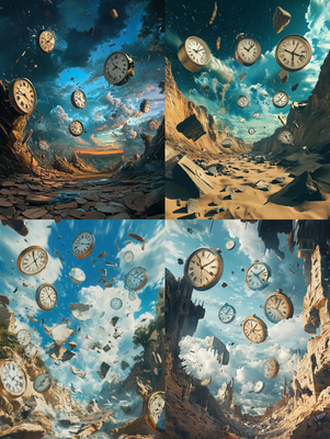 Surreal World Where Time Loops Over Itself - Illustration - Immersive Sci-Fi Surrealism for Creative Projects and Storytelling