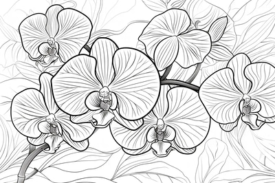 Orchid Flower Coloring Page - Elegant Floral Coloring Art for Relaxation and Creative Expression
