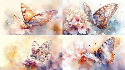 Delicate Butterfly Watercolor Artwork - Heritage-Inspired Watercolor Painting for Artistic Decor and Creative Projects