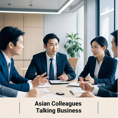 Asian Colleagues Talking Business - Cinematic Stock Video for Corporate and Tech Presentations
