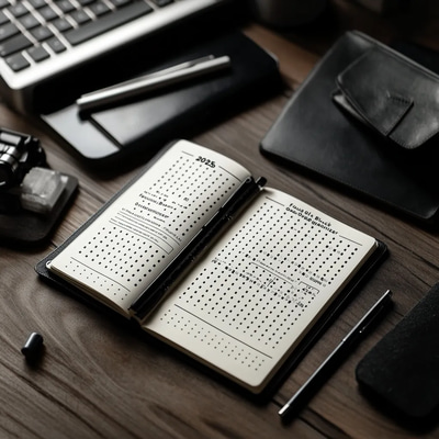 2025 Focus Black Goals Organizer - Sleek Yearly Planner for Strategic Long-Term Success and Personal Productivity