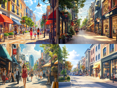 Neptune Plaza - Submerged Retail District - Immersive Digital Underwater Environment Art for Creative Projects and Games