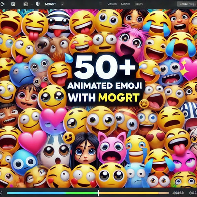 50+ Animated Emoji with MOGRT - Vibrant Motion Graphics Emojis for Creators and Social Content