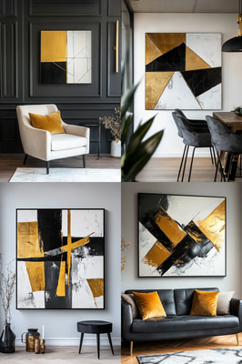 Abstract Painting with Bold Color Blocks - Modern Art - Vibrant Contemporary Wall Art for Stylish Interiors and Creative Spaces