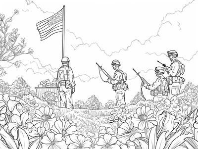 Memorial Day Coloring - Seasonal Outline Coloring Pages for Relaxation and Creative Expression