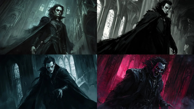 Dark Gothic Vampire - Macabre Wall Illustration - Immersive Horror Gothic Art for Dramatic Home and Creative Spaces