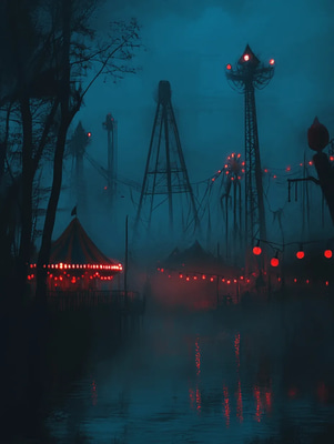 Haunted Carnival Illustration Art - Dark Horror Visuals for Creators and Storytellers