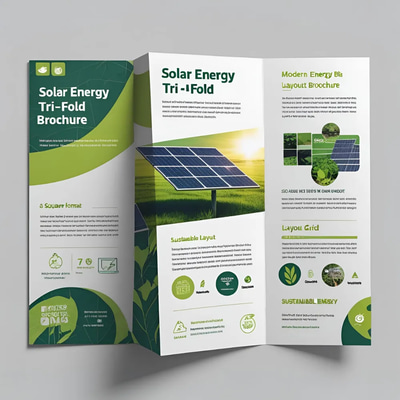 Solar Energy Tri-Fold Brochure Square Format - Versatile Promo Kit for Clean Energy Marketing and Brand Impact