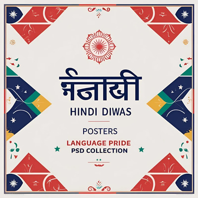 10 Hindi Diwas Posters Language Pride PSD Collection - Premium Editable Marketing Templates for Cultural Campaigns and Brand Promotion
