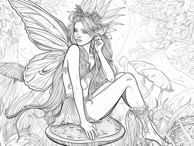 Fairy Coloring Page - Enchanting Fantasy Coloring Pages for Creative Relaxation and Artistic Exploration