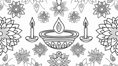 Diwali Festival Coloring - Seasonal Outline Nest Press Coloring Pages for Festive Art & Creative Relaxation