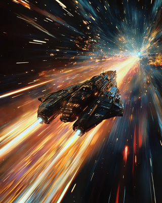 Massive Starship Preparing for Intergalactic Voyage - Sci-Fi Space Exploration Artwork for Creatives and Futurists