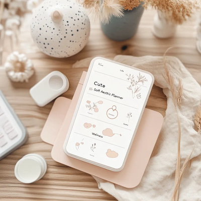 Cute Balance Soft Aesthetic Wellness Planner - Streamlined Self-Care and Mindful Living Organizer for Personal Growth