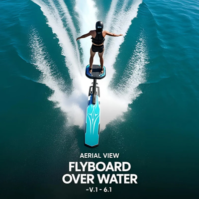 Aerial View Flyboard Over Water - Dynamic Aerial Sports Footage for Fitness and Adventure Creators