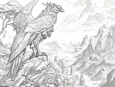 Griffin Coloring Page - Enchanting Fantasy Coloring Sheets for Creative Relaxation and Artistic Exploration