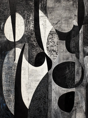 Bold Contrasting Shapes Artwork - Vibrant Abstract Painting for Artistic Expression and Creative Spaces