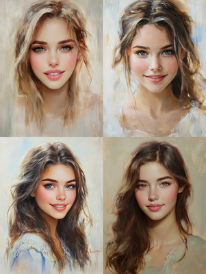 Expressive Young Woman Portrait - Timeless Canvas Portrait Art for Elegant Home and Office Decor