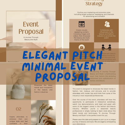 Elegant Pitch Minimal Event Proposal - Streamlined Branding & Business Planning Templates for Professional Presentations