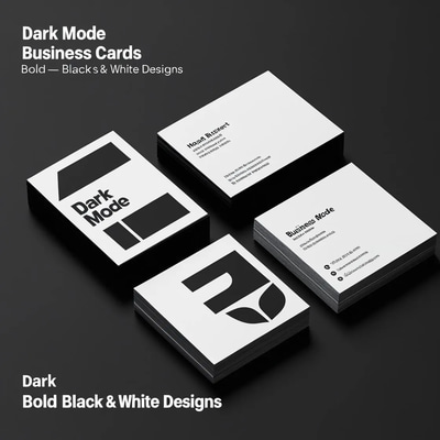 Dark Mode Business Cards - Bold Black & White Designs - Sleek Commercial Card Templates for Modern Professionals