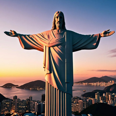 Christ The Redeemer Statue - Cinematic Stock Video of Iconic Cityscape and Architectural Marvel for Filmmakers