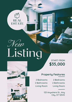 Fresh Blue Listing Minimalist Flyer - Sleek Real Estate Listing Templates for Professional Branding and Marketing