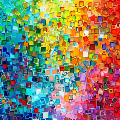 Digital Abstract Pixelated Mosaic Art - Vibrant Modern Abstract Creations for Designers and Visual Storytellers
