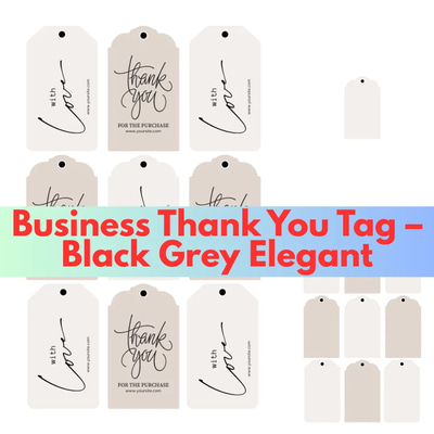 Business Thank You Tag Black Grey Elegant - Sleek Label Design for Professional Packaging and Brand Impact