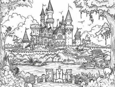 Fairy Tale Castle Coloring - Enchanting Fantasy Coloring Pages for Creative Relaxation and Artistic Play