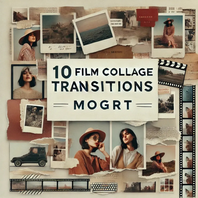 10 Film Collage Transitions MOGRT - Dynamic Studio-Ready Video Transitions for Creative Filmmakers and Editors