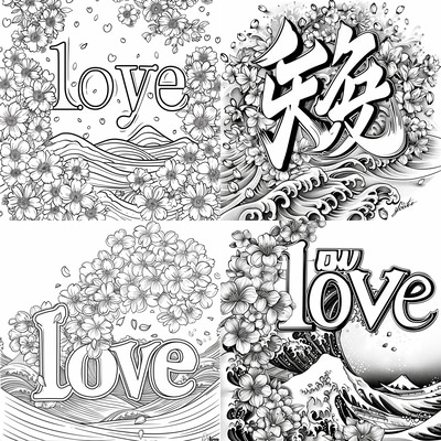 Japanese Kanji Coloring - Artistic InkJoy Creations Ideogram Coloring Pages for Creative Relaxation and Cultural Exploration