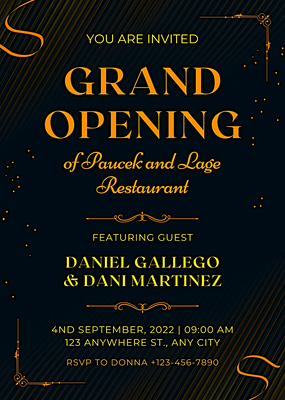 Blue Grand Opening Restaurant Invite - Professional Business & Event Invitation Templates for Impactful Celebrations