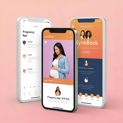Gynobook Pregnancy App UI Kit - Modern Website UI/UX Design for Pregnancy and Health Apps