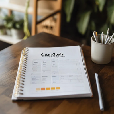 Clean Goals Minimalist Project Organizer - Streamlined TaskFlow Studio Planner for Productivity and Focused Project Management