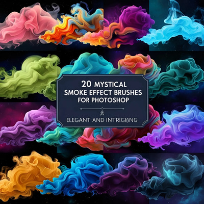 20 Mystical Smoke Effect Brushes - Ethereal Photoshop Brush Set for Creative Smoke & Mist Artwork