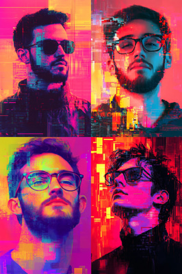 Pixel Art Style Digital Portrait of a Man - Vibrant Pixel Portrait for Creative Projects and Digital Art Enthusiasts