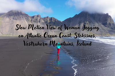 Icelandic Coast Jogger - Vestrahorn Drama - Cinematic Travel Stock Video for Adventure Filmmakers and Content Creators