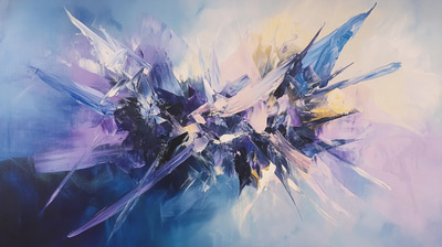 Jagged Forms in Deep Blue Painting - Expressive Abstract Art for Contemporary Spaces and Creative Decor