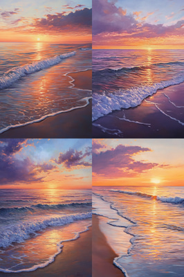 Ocean Sunset Painting - Vibrant Landscape Art for Timeless Home and Office Decor
