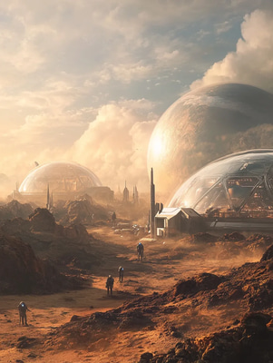 Futuristic Colony on an Alien World - Illustration - Sci-Fi Vector Art for Creative Explorations and Concept Design