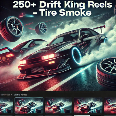 250+ Drift King Reels - Tire Smoke - Dynamic Sports & Vehicle Short Videos for Engaging Reels and Social Content