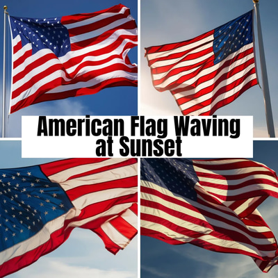American Flag Waving at Sunset - Cinematic Patriotic Stock Video for Holiday and Event Storytelling