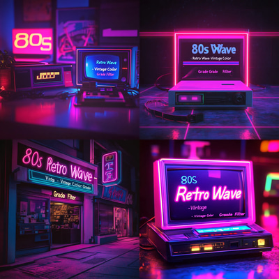 80s Retro Wave Vintage Color Grade Filter - Cinematic Motion Graphics Overlay for Creative Video Projects