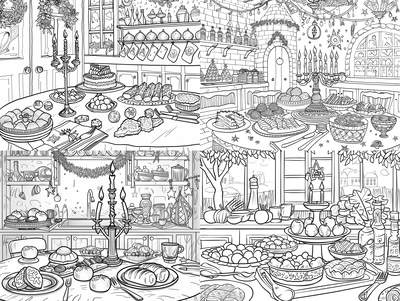 Hanukkah Celebration Coloring - Festive Seasonal Coloring Pages for Creative Relaxation and Holiday Joy