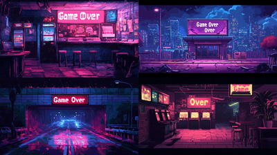 Game Over Pixel Screen with Glitch FX - Retro Pixel Art Typography for Game Designers and Digital Creators