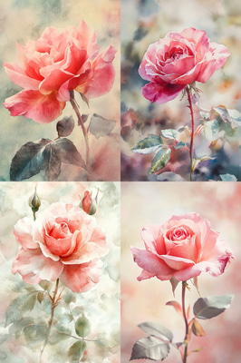 Rose in Full Bloom Watercolor Art - Heritage-Inspired Traditional Painting for Artistic and Decorative Use