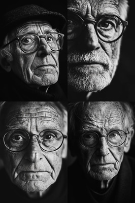 High Contrast Minimalist Portrait of an Elderly Man - Ethereal Minimalist Portrait Art for Contemporary Collectors and Creative Spaces