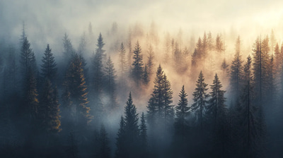 Dense Woodland Scene - Serene Forest Landscape Art for Nature Lovers and Creative Decor