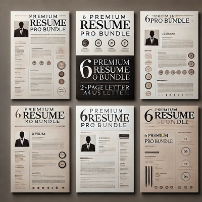 6 Premium Resume Pro Bundle 2-Page (A4US Letter) - Professional Resume Templates for Career Success and Efficient Job Applications